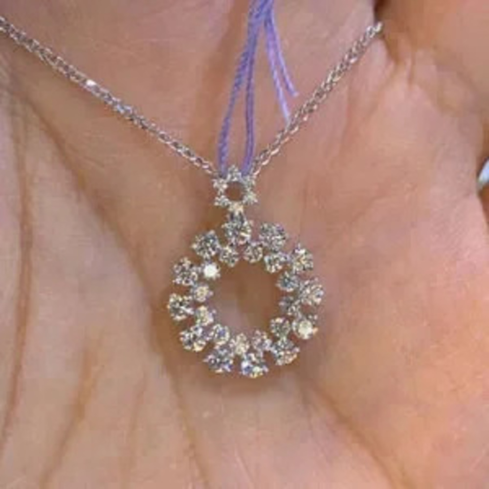 ?? Dainty Shiny Hollow Round CZ Silver Plated Dainty Necklace for Women,E - Picture 5 of 5